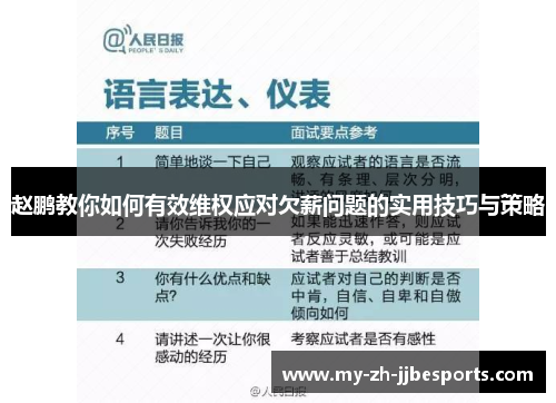 赵鹏教你如何有效维权应对欠薪问题的实用技巧与策略 赵鹏教你如何有效维权应对欠薪问题的实用技巧与策略